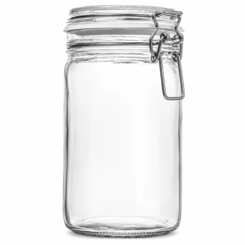Drahtbügelglas 1150 ml mit weißem Gummiring - Vierkant