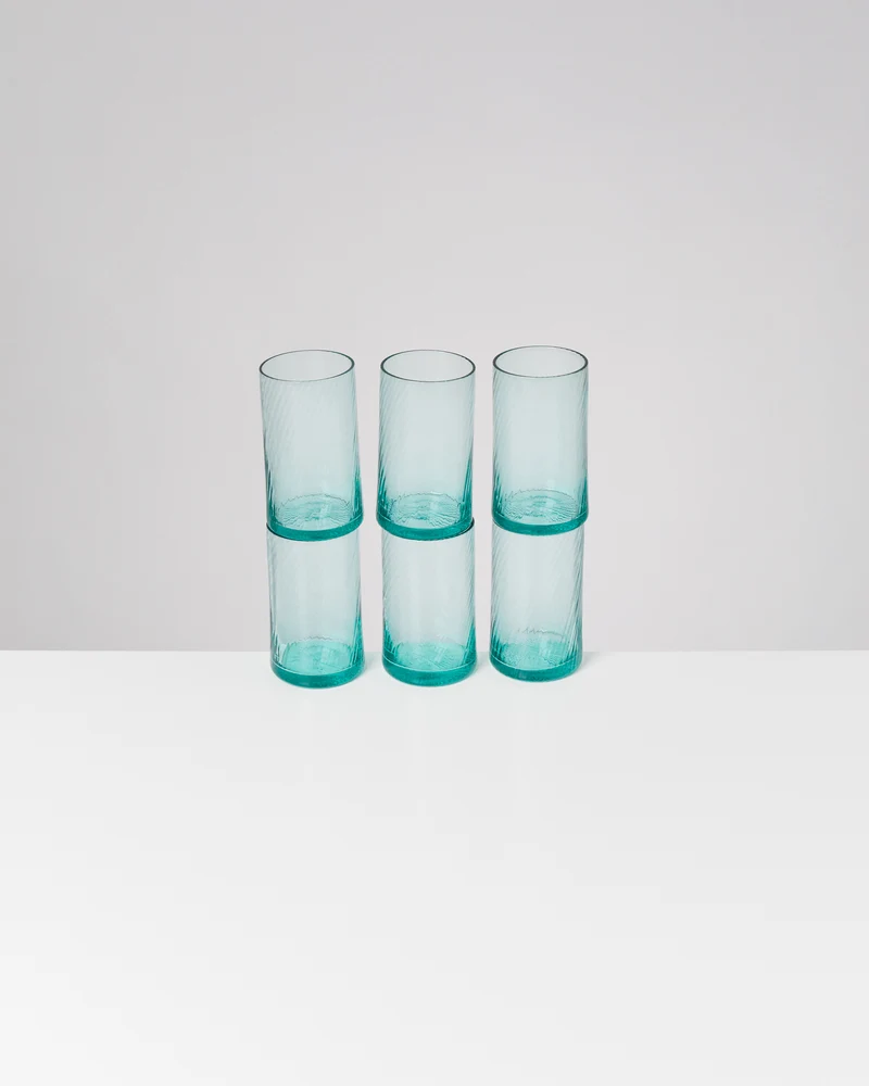 Leiria Glas klein riffled grün 6er-Set