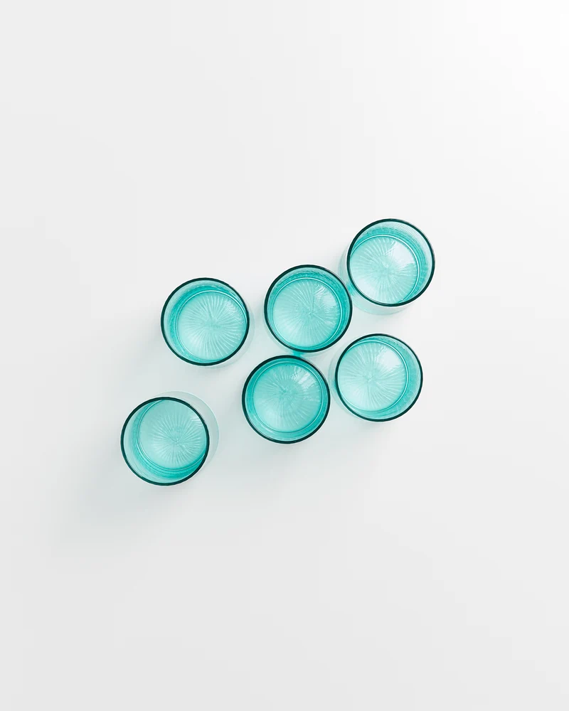 Leiria Glas klein riffled grün 6er-Set