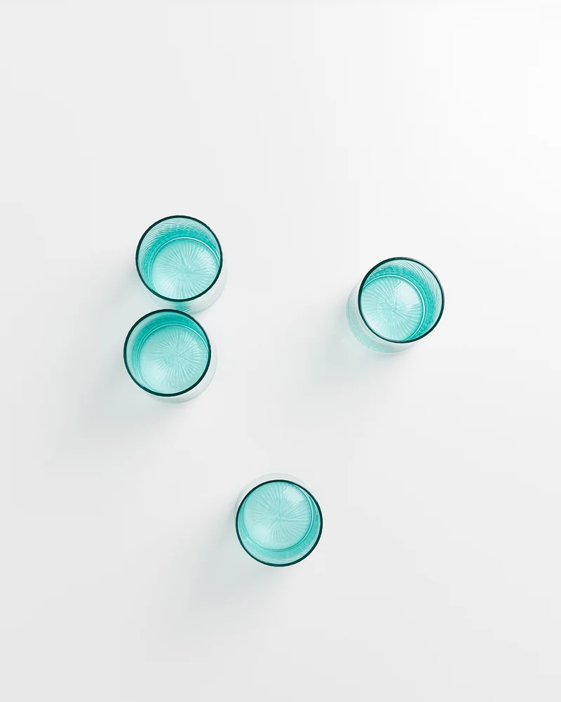 Leiria Glas klein riffled grün 4er-Set