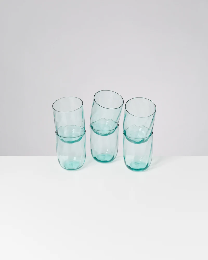 Calma Glas groß swirl grün 6er-Set