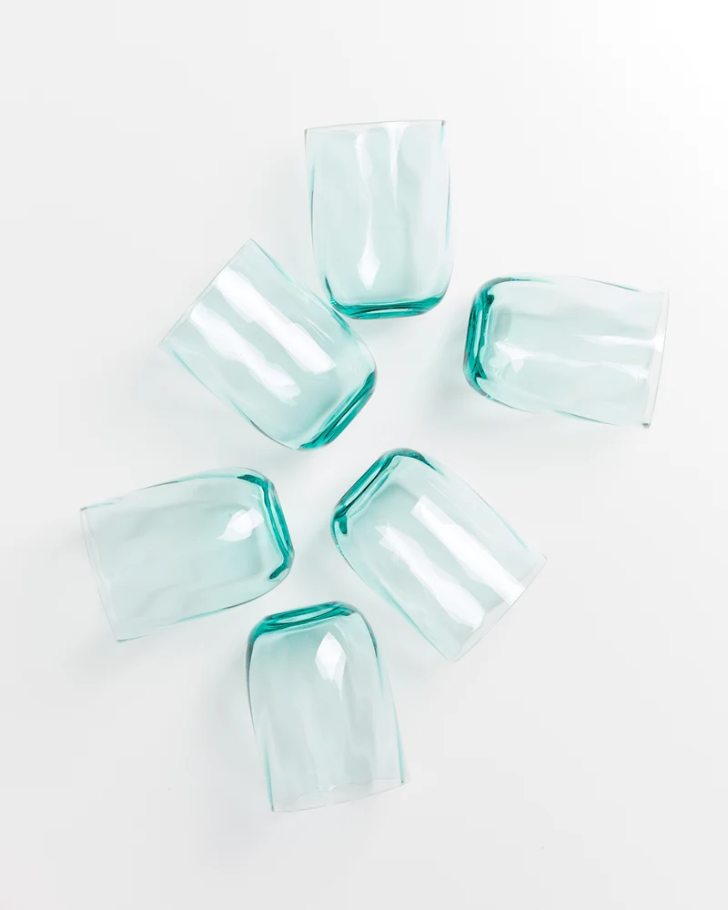 Calma Glas groß swirl grün 6er-Set