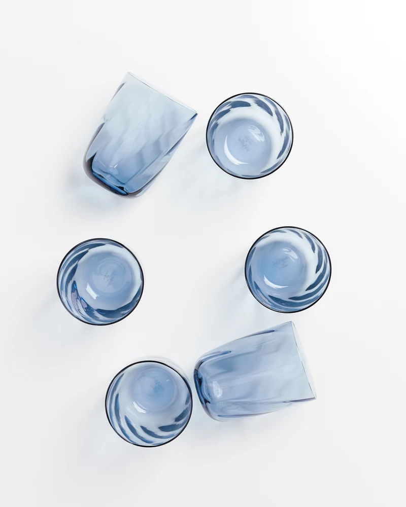 Calma Glas groß swirl blau 6er-Set