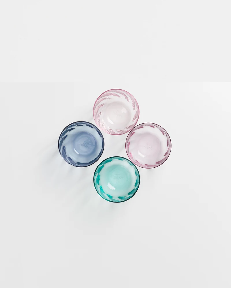 Calma Glas klein swirl mix 4er-Set