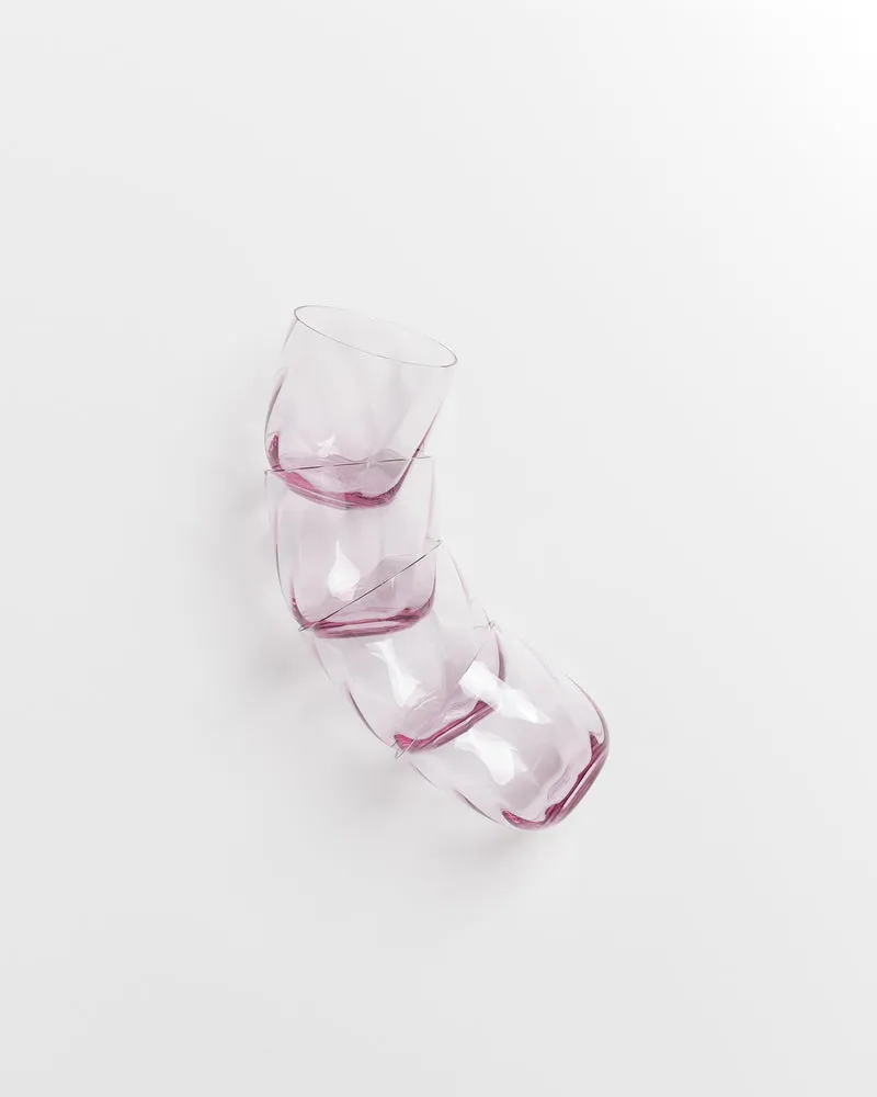 Calma Glas klein swirl lila 4er-Set