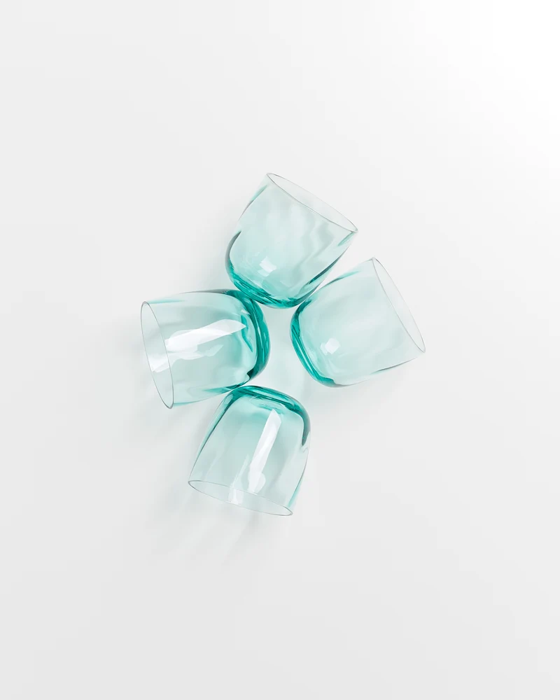 Calma Glas klein swirl grün 4er-Set