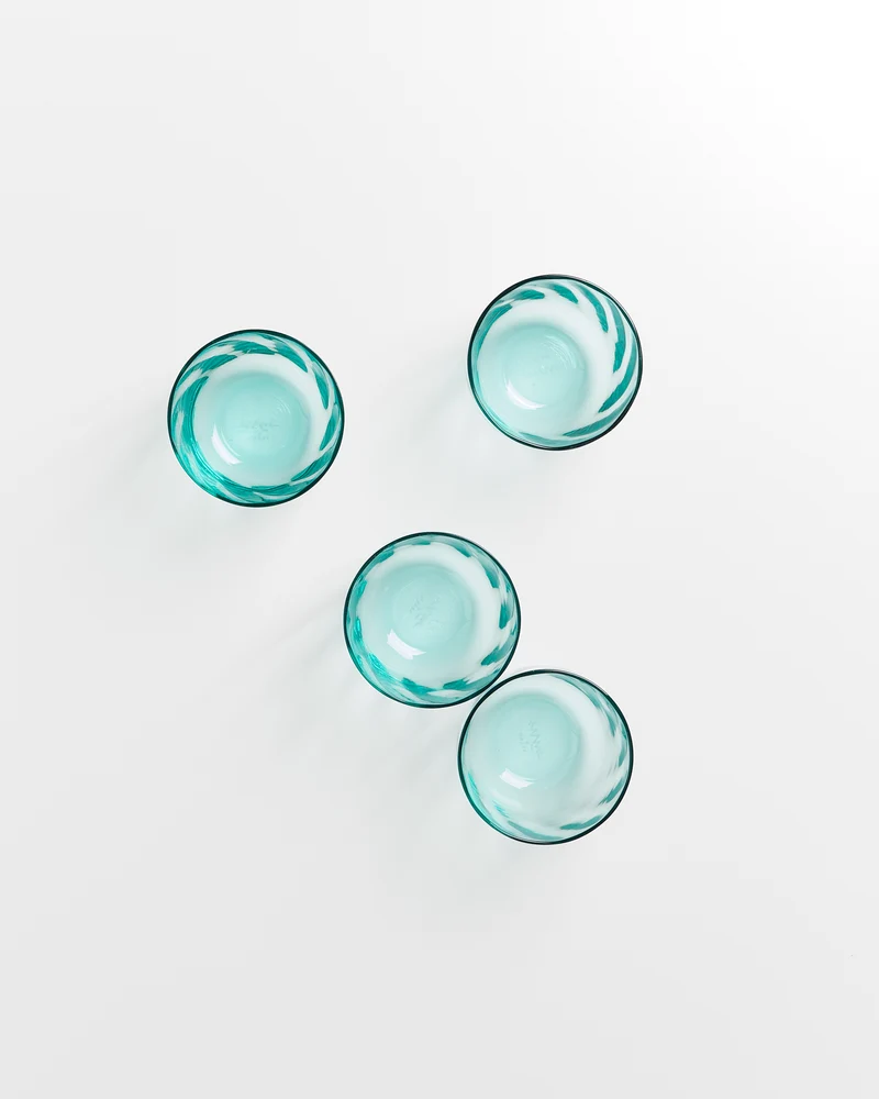 Calma Glas klein swirl grün 4er-Set