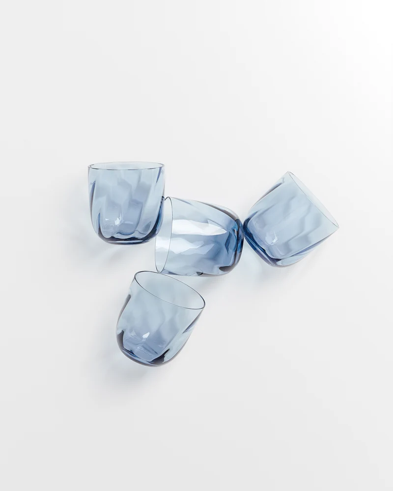 Calma Glas klein swirl blau 4er-Set