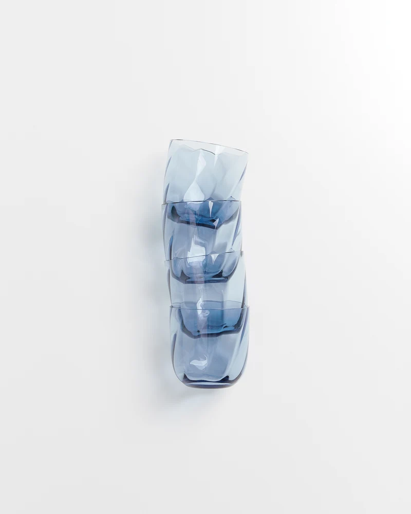 Calma Glas klein swirl blau 4er-Set