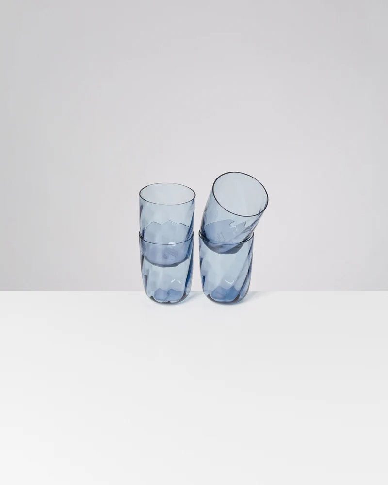 Calma Glas groß swirl blau 4er-Set