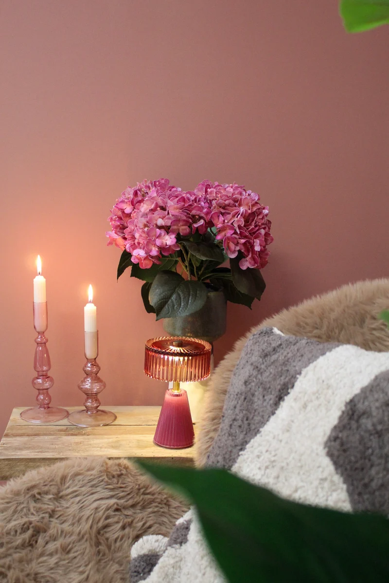 Hydrangea-Spray 75 cm, Echtfühl-Optik, mauve