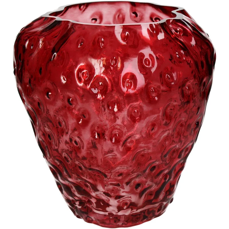 Vase Erdbeere Glas Rot 19x18.5x20cm