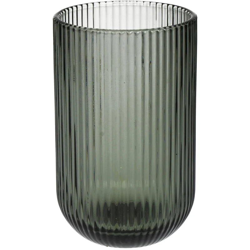 Becher Streifen Glas Grau 8x8x13cm