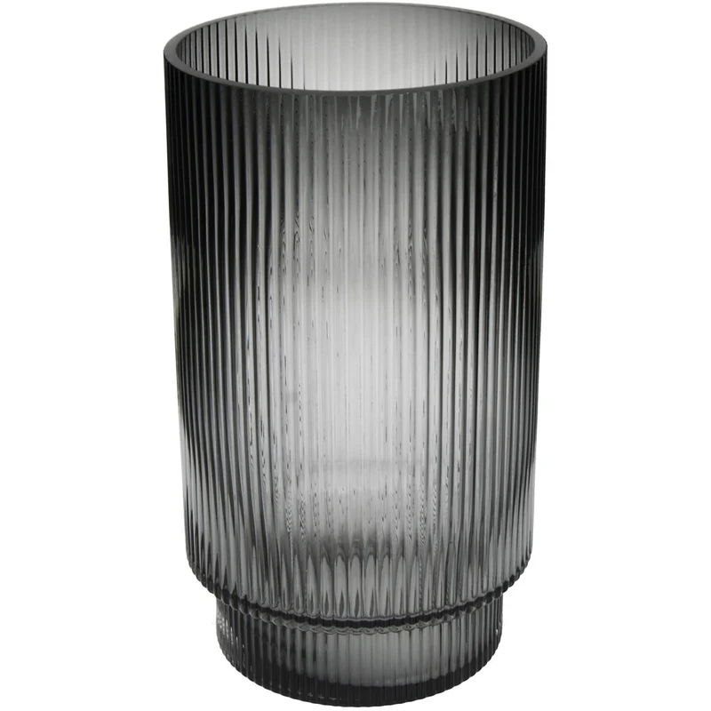 Vase Streifen Glas Grau 16x16x28cm