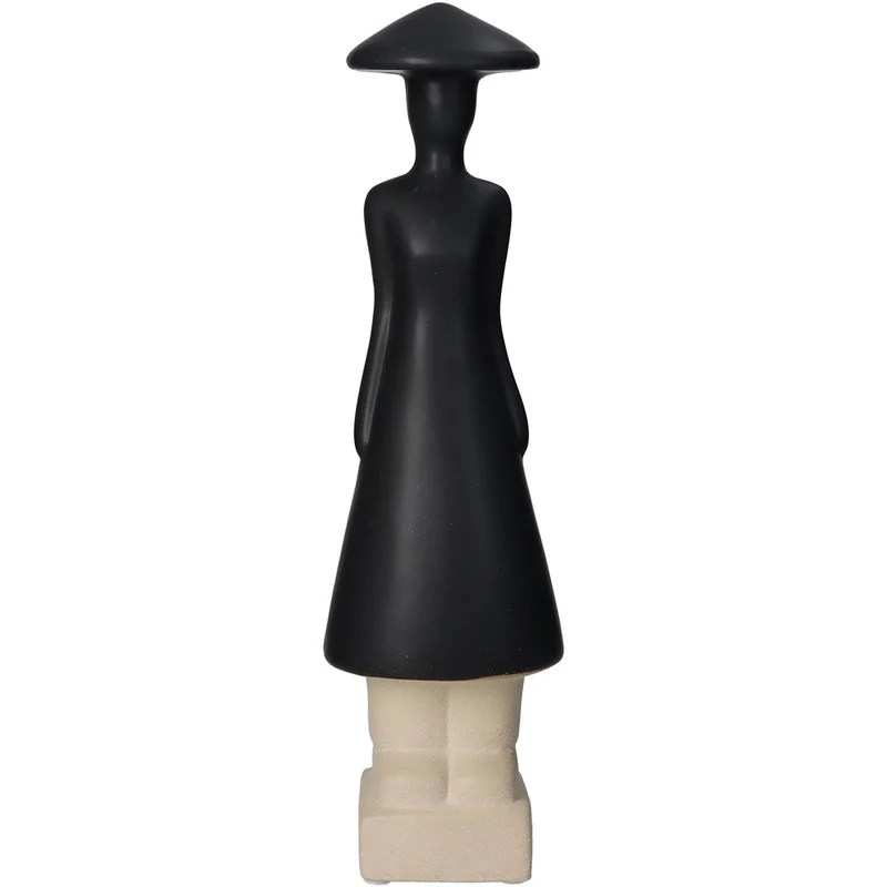 Ornament Menschen Feine Steingut Schwarz 9x8x31,5cm