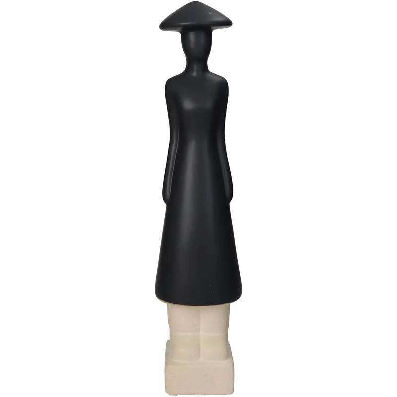 Ornament Menschen Feines Steingut Schwarz 9,5x9x39cm