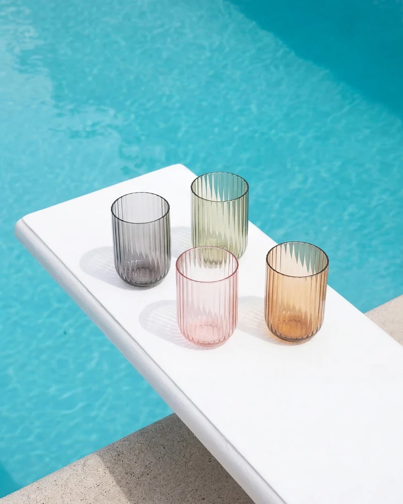 Joia Glas klein riffled grau