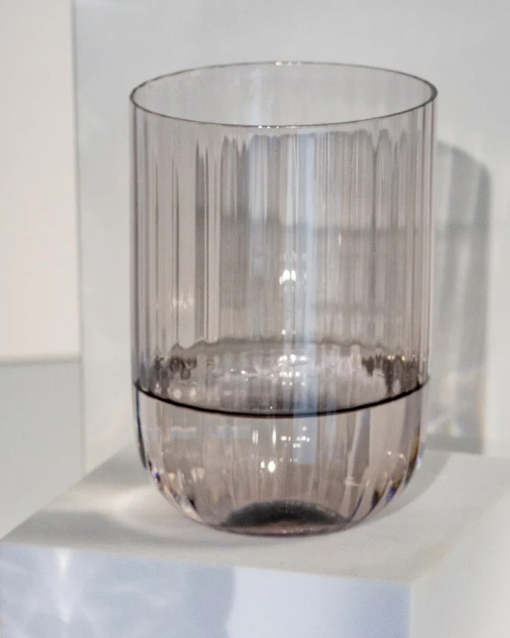 Joia Glas klein riffled grau