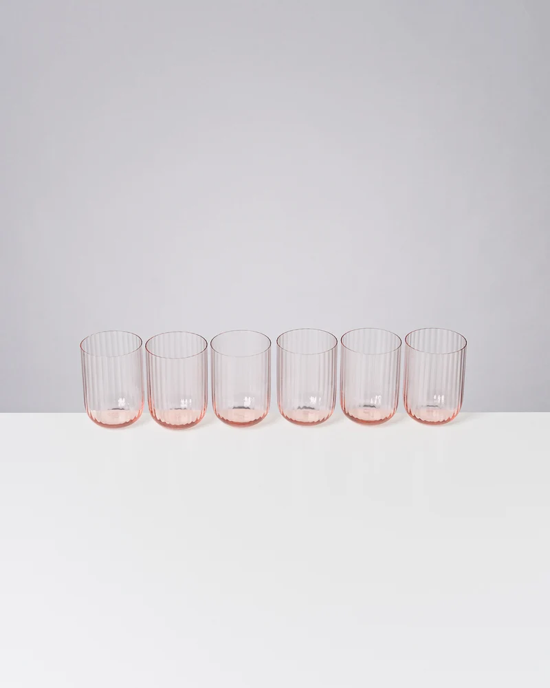 Joia Glas klein riffled rosé 6er-Set