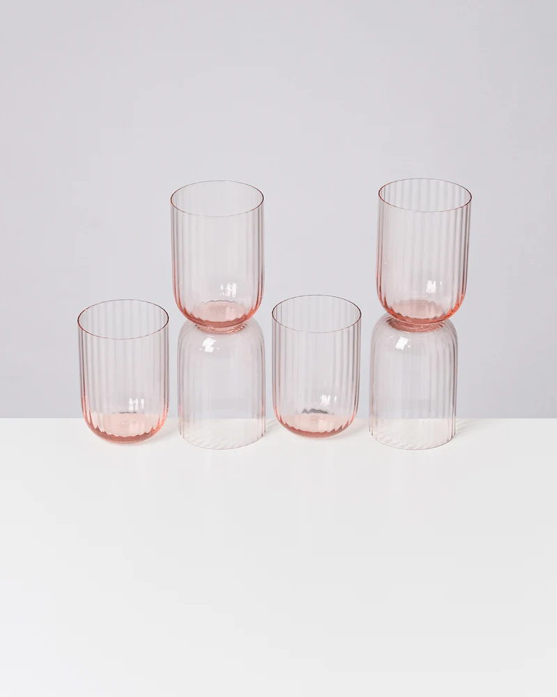 Joia Glas klein riffled rosé 6er-Set