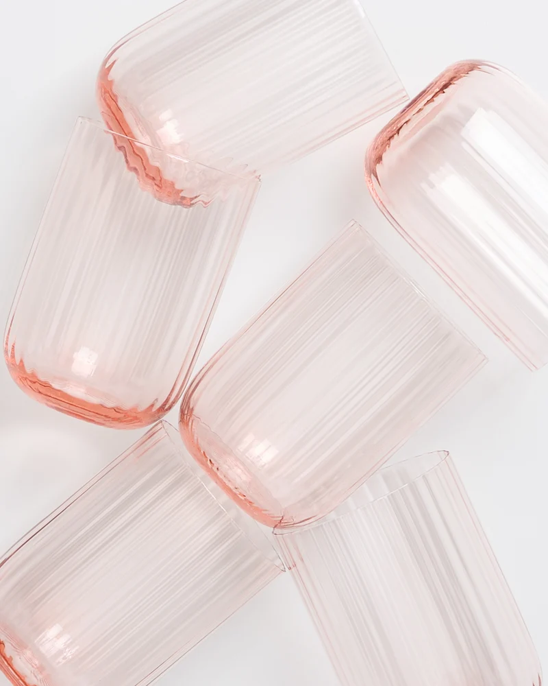 Joia Glas klein riffled rosé 6er-Set