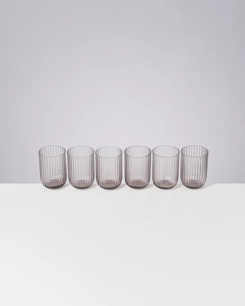 Joia Glas klein riffled grau 6er-Set