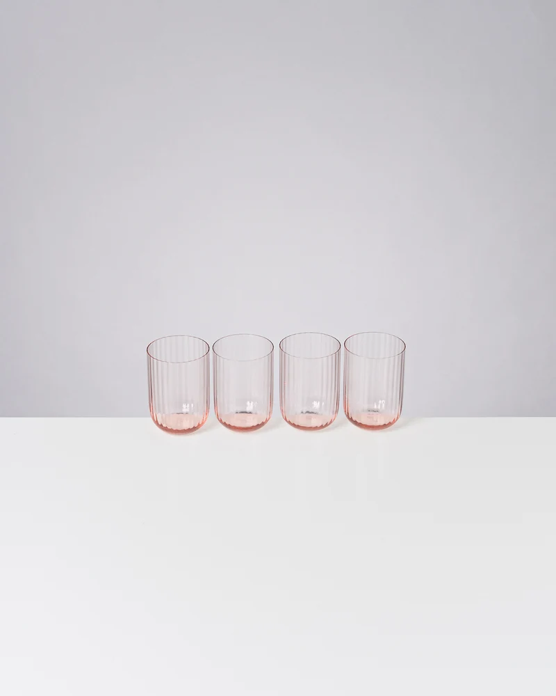 Joia Glas klein riffled rosé 4er-Set