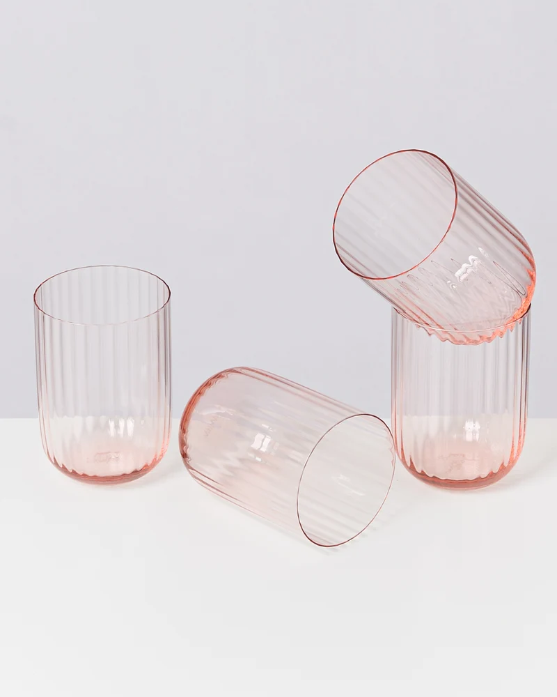 Joia Glas klein riffled rosé 4er-Set