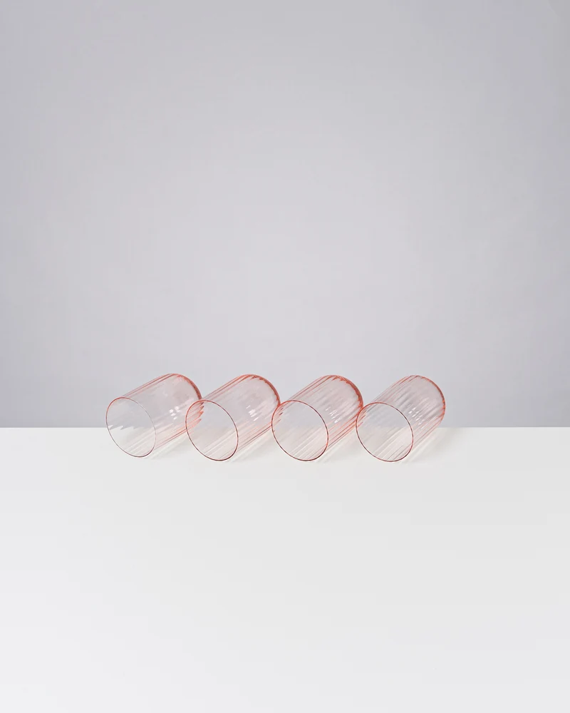 Joia Glas klein riffled rosé 4er-Set