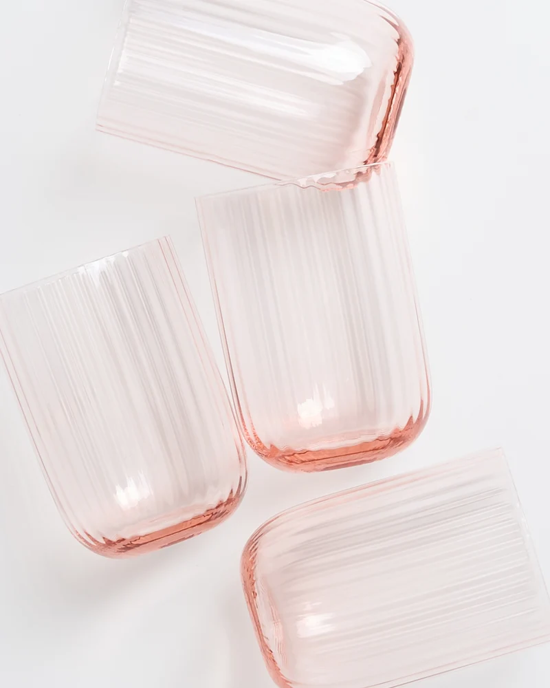 Joia Glas klein riffled rosé 4er-Set