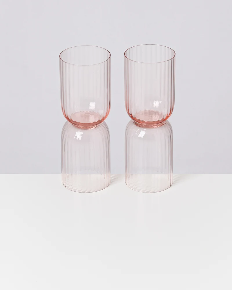 Joia Glas klein riffled rosé 4er-Set