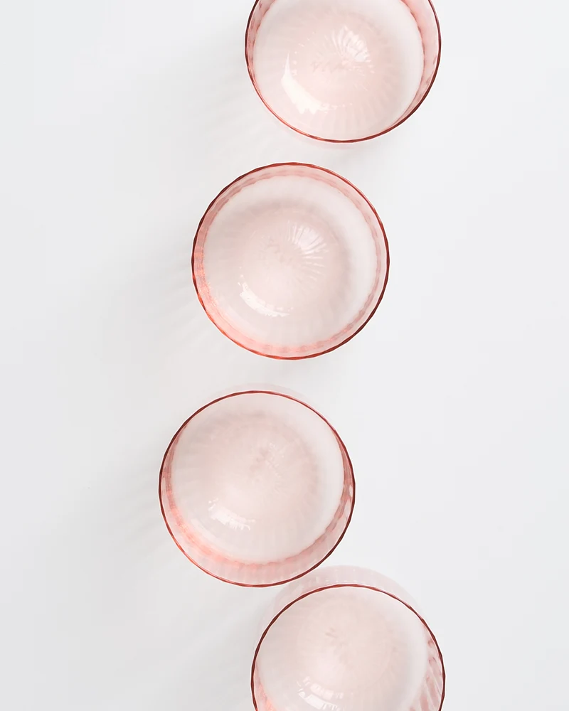 Joia Glas klein riffled rosé 4er-Set