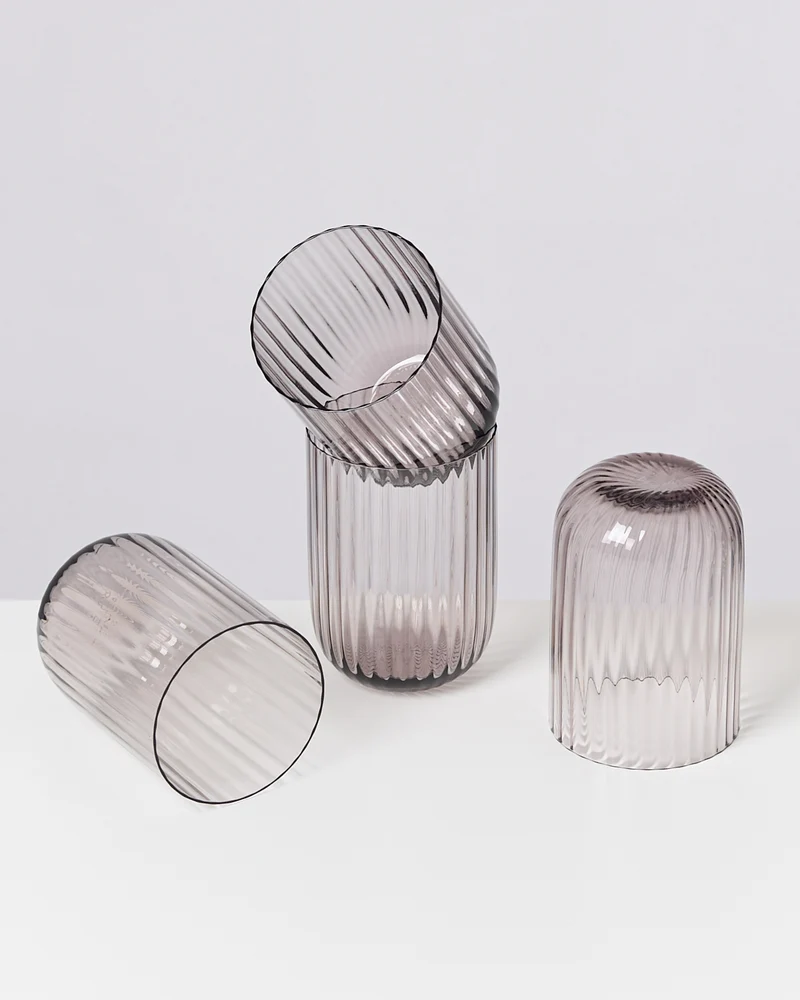 Joia Glas klein riffled grau 4er-Set