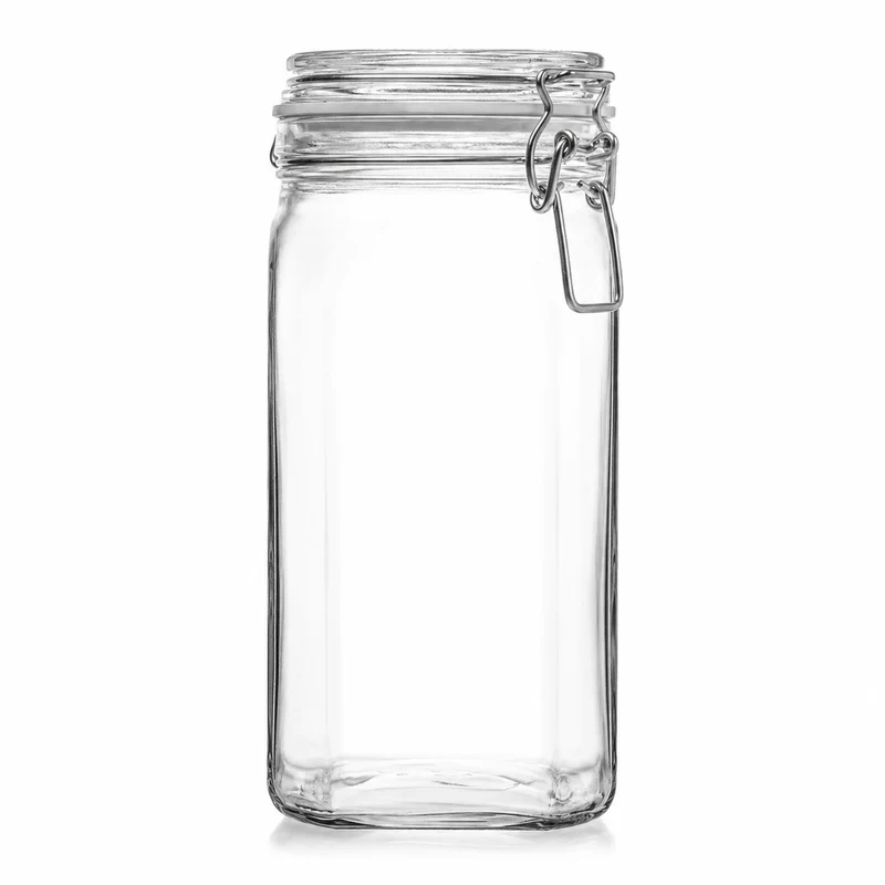 Drahtbügelglas 1550 ml mit weißem Gummiring - Vierkant
