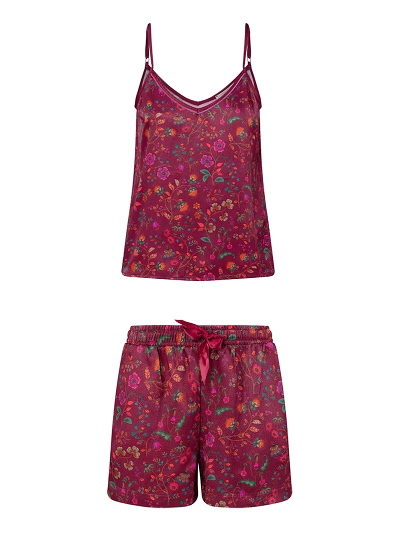 PIP STUDIO Flora Bangalore Bowie & San Pyjama kurz dark pink S 2tlg
