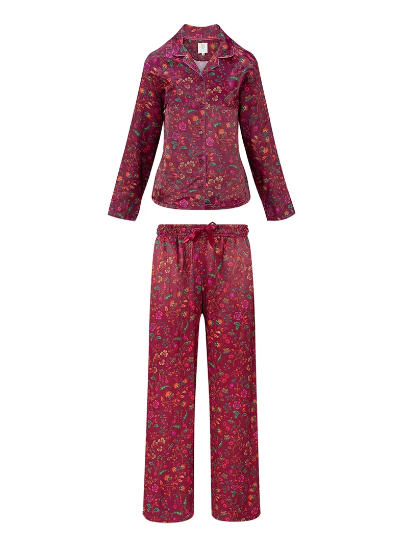 PIP STUDIO Flora Bangalore Faye & Bente Pyjama lang dark pink S 2tlg