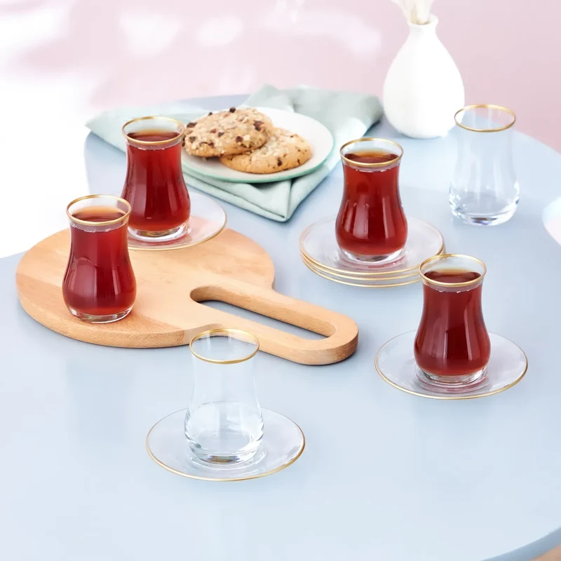 Karaca Kirke 6 Personen Tee Set, 12 Teilig, Gold