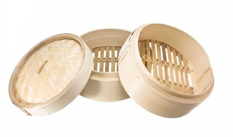 Cookinglife Dampfgarer / Dim Sum Dampfkorb - Bambus - 3-teilig - ø 20 cm
