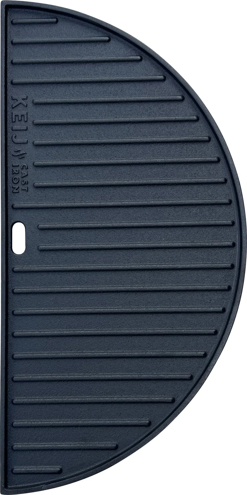 Keij Kamado Halbe Mond Grillplatte / Plancha Large - Emaille Gusseisen - 2-seitig - 46,5 cm - für 21 Zoll Kamados - Universell