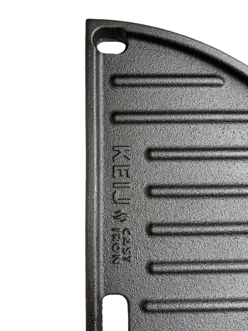 Keij Kamado Halbe Mond Grillplatte / Plancha Kompakt - Emaille Gusseisen - 2-seitig - 33 cm - für 15 Zoll Kamados - Universell