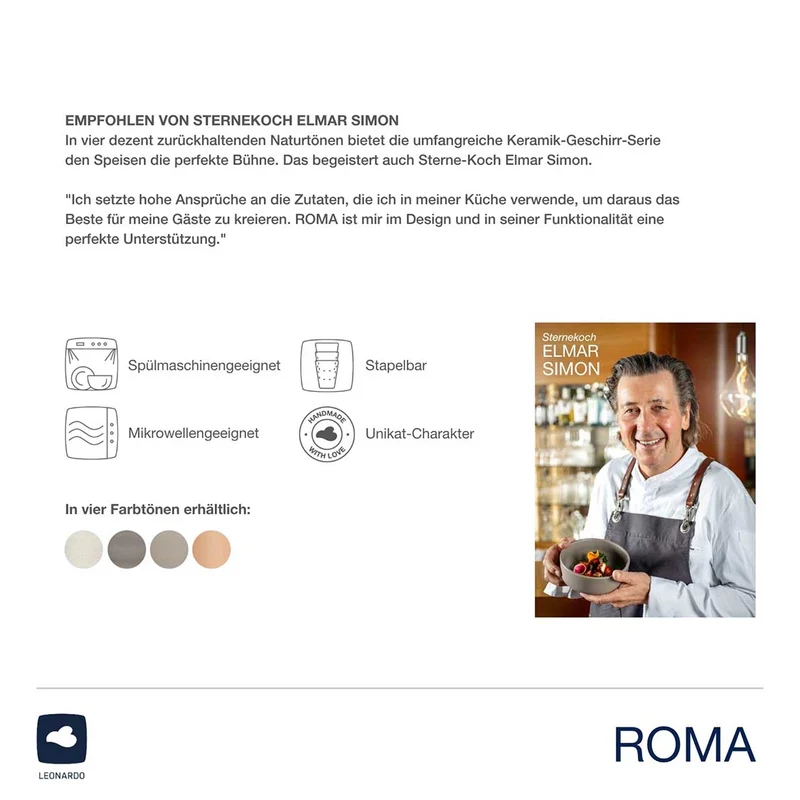 Keramikschale ROMA 16 cm beige 6er-Set