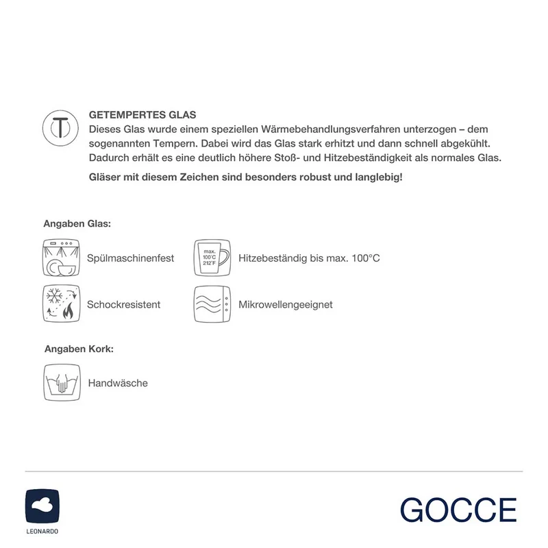 Korkuntersetzer GOCCE 9 cm 4er-Set
