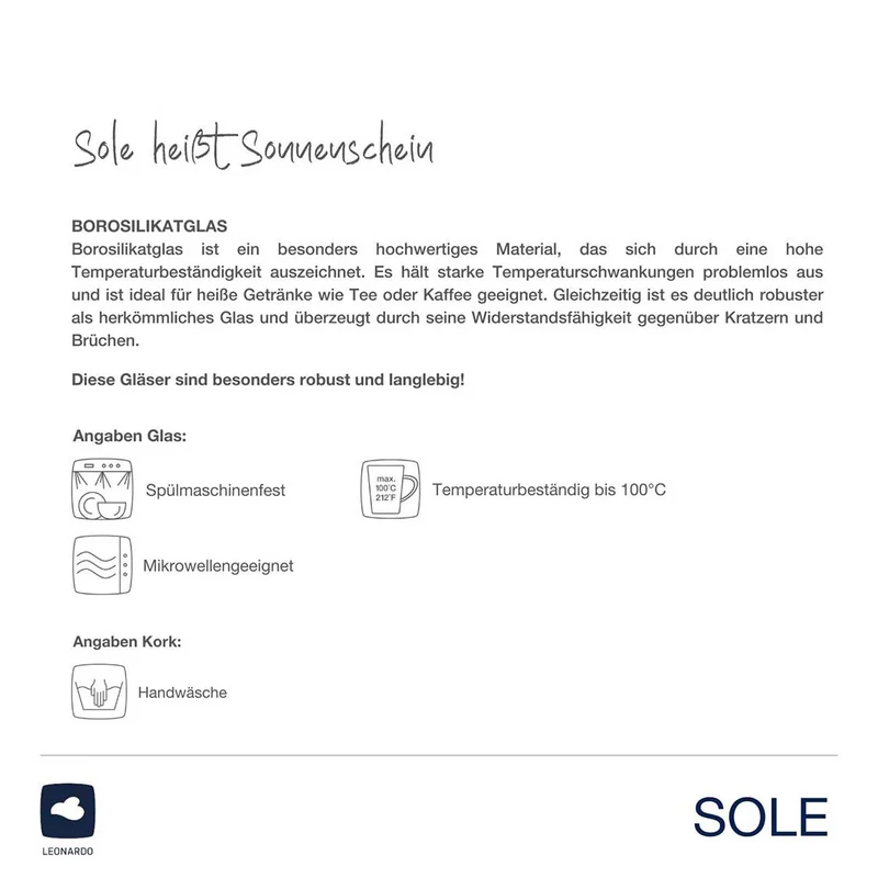 Karaffe SOLE 0,9 l mit Korkstopfen