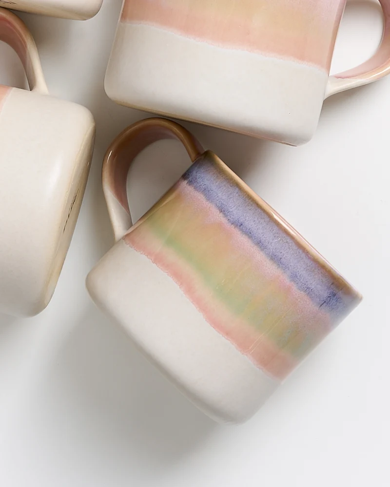 Nódoa Tasse groß dipped rosa blau 4er-Set