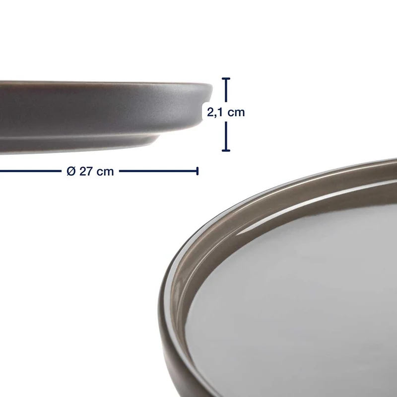 Keramikteller ROMA 27 cm taupe 6er-Set