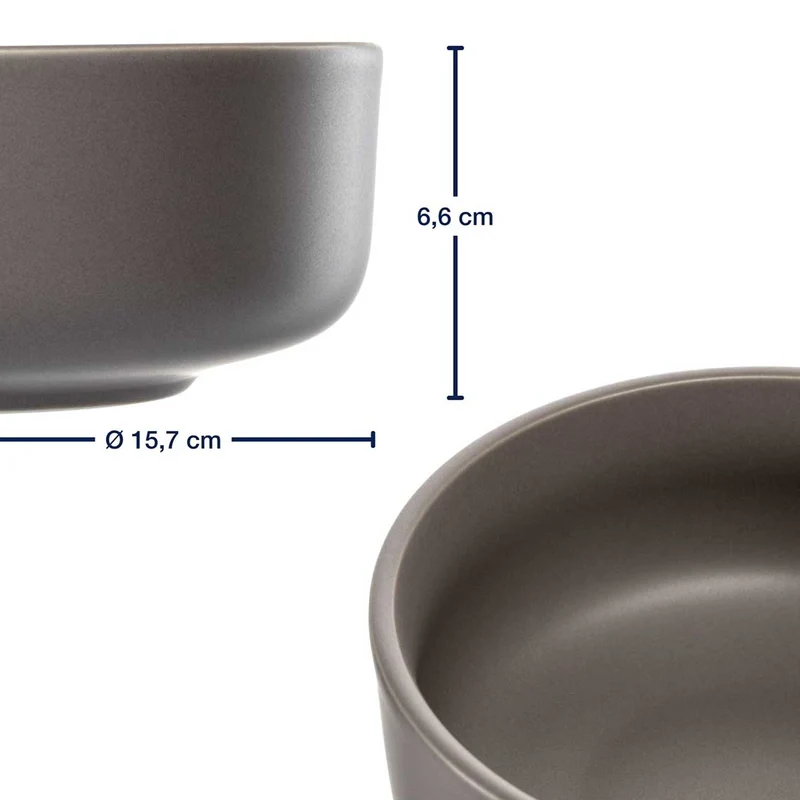 Keramikschale ROMA 16 cm taupe 6er-Set