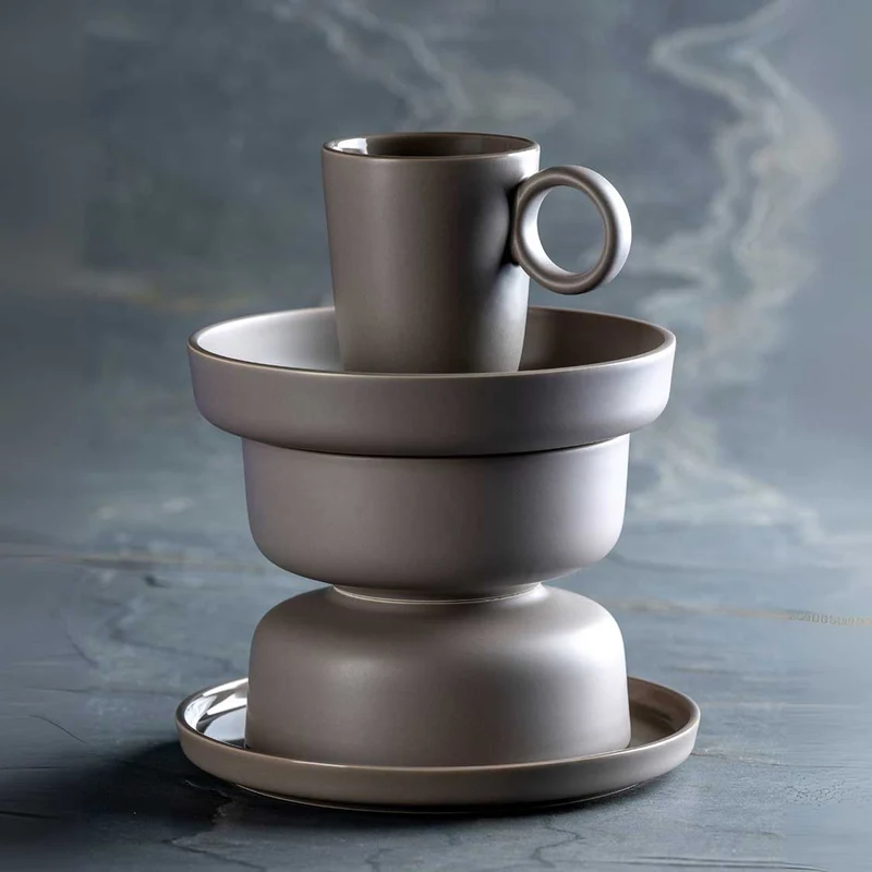 Keramikteller ROMA 20 cm taupe tief 6er-Set
