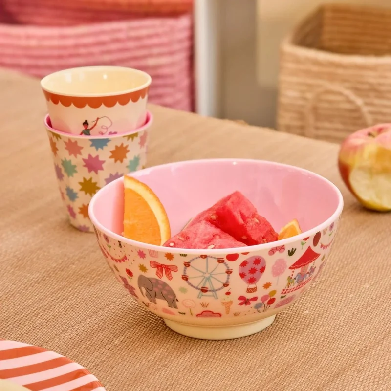rice Mittelgroße Kinderschüssel Pink - Fun Fair Print