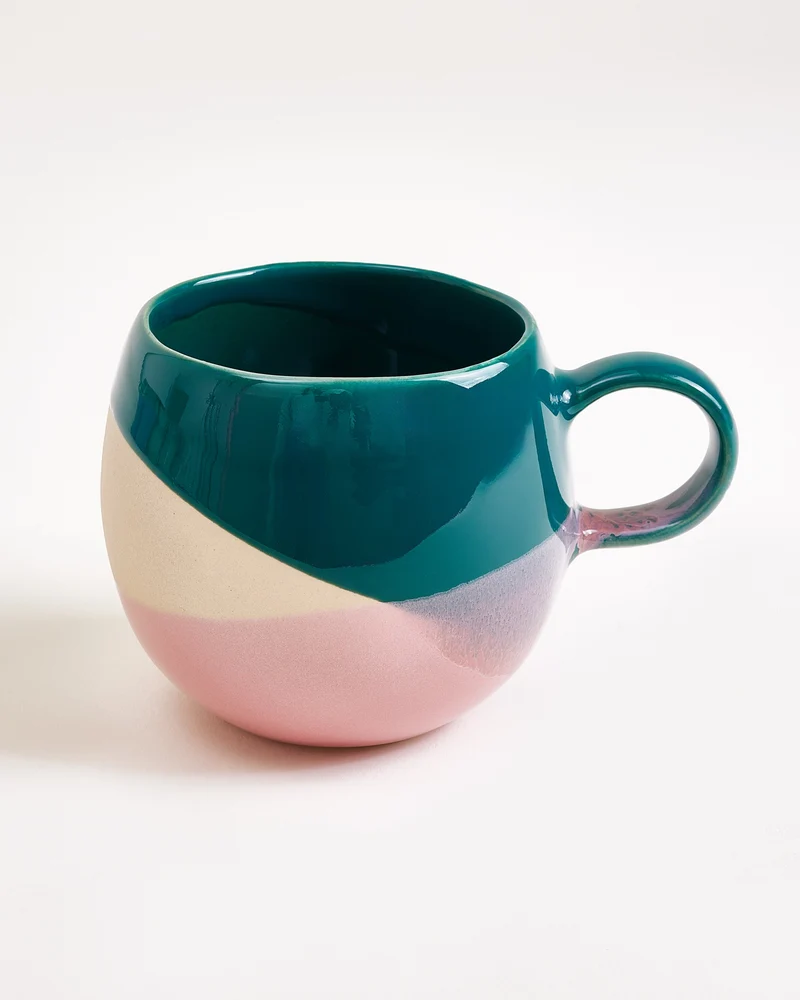 Bica Tasse groß dunkelgrün sand rosa