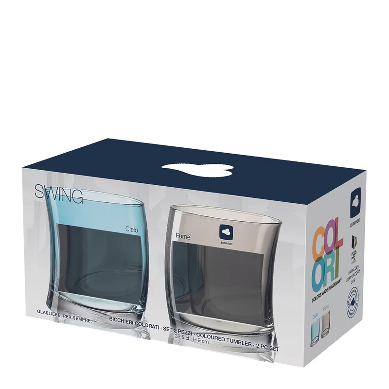 Trinkglas SWING 355ml grau/hellblau 2er-Set